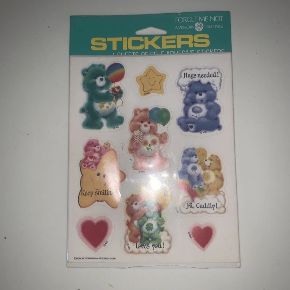 Stickers  Care Bear American Geetings sealed 4 sheets